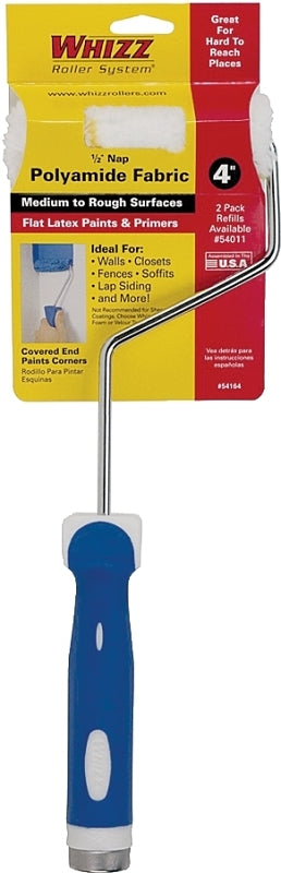 Whizz 54164 Mini Roller Cover and Frame, 1/2 in Nap, Polyamide Cover, Polyamide Fabric Roller, Soft Touch Handle