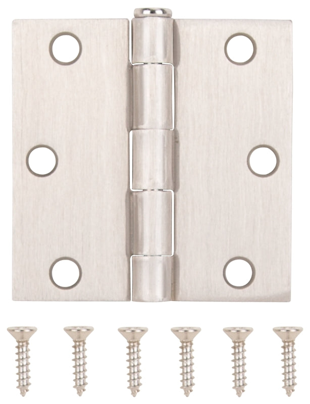 ProSource LR-708-PS Square Corner Door Hinge, 3 in H Door Leaf, 1-1/4 in W Door Leaf, 2.2 mm Thick Door Leaf, 3 x 3 in