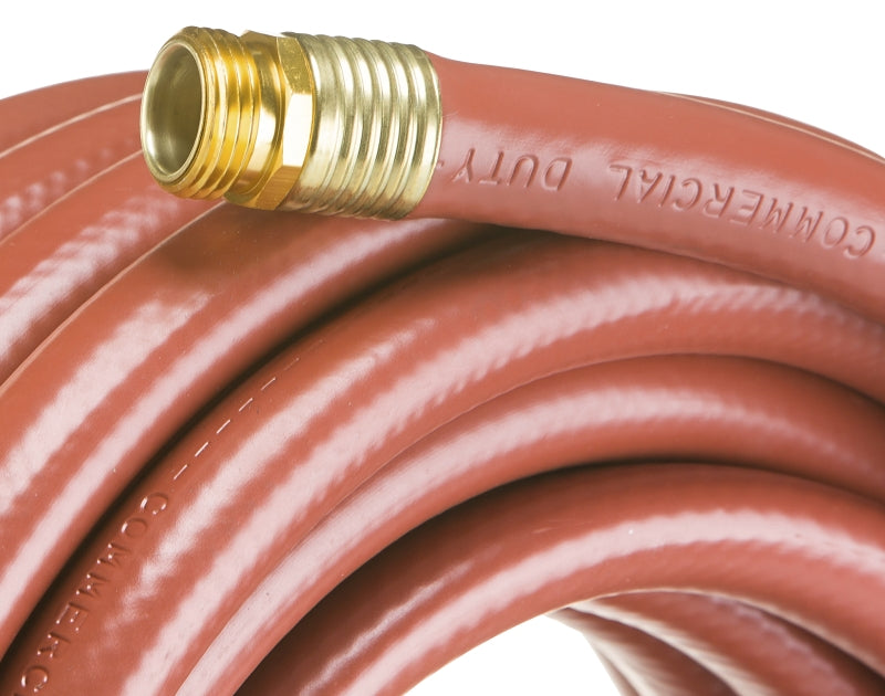 Swan ContractorPLUS CSNCG34050 Heavy-Duty Garden Hose, 3/4 in, 50 ft L, Female, Rubber/Vinyl, Red