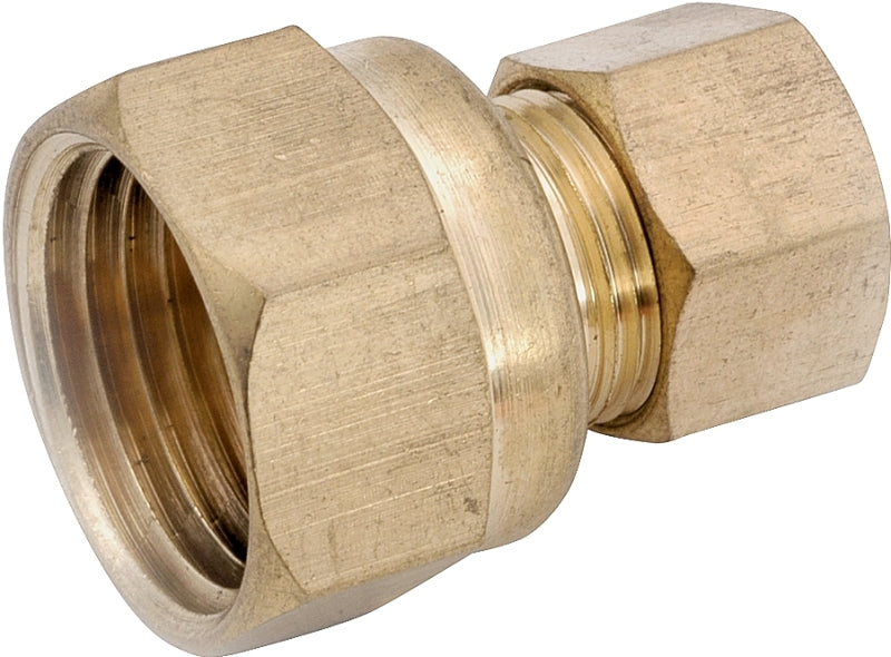 Anderson Metals 750066-0604 Pipe Connector, 3/8 x 1/4 in, Compression x Female, Brass, 200 psi Pressure