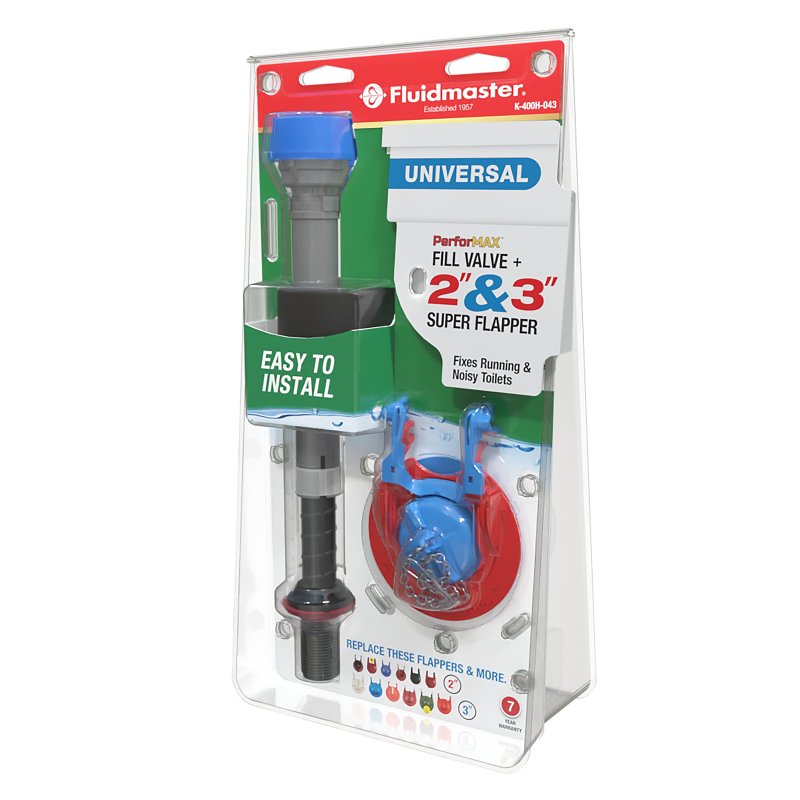 Fluidmaster PerforMAX Series K-400H-043-T4 Fill Valve and Flapper Kit, Plastic/Rubber Body, Multi-Color