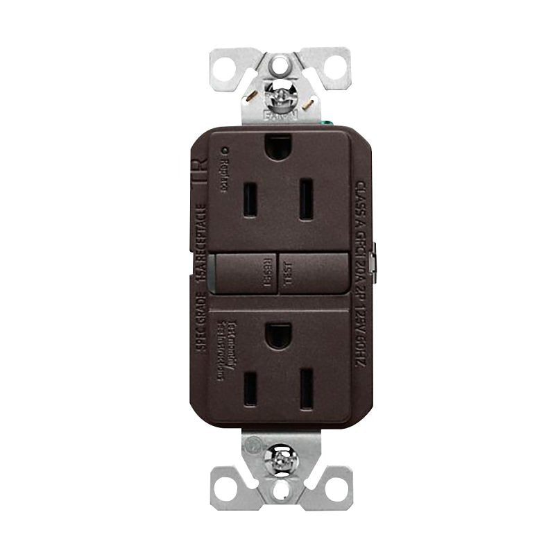 Eaton TRGF15RB-BX-L Self-Test GFCI Receptacle, 125 V, 15 A, NEMA: NEMA 5-15R, Back, Side Wiring, Oil-Rubbed Bronze