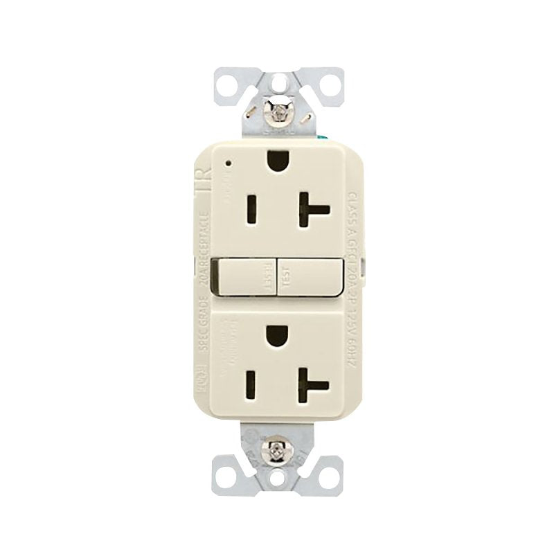 Eaton TRGF20LA Tamper-Resistant Self-Test GFCI Receptacle, 125 V, 20 A, NEMA: NEMA 5-20R, Back, Side Wiring