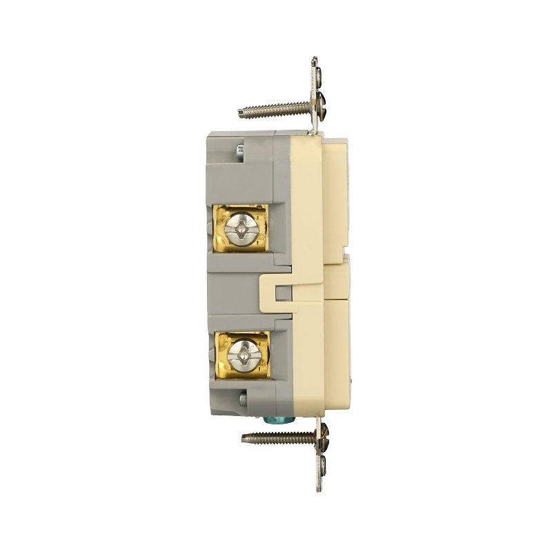 Eaton TWRGF15V Self-Test GFCI Receptacle, 125 V, 15 A, NEMA: NEMA 5-15R, Back, Side Wiring, Ivory