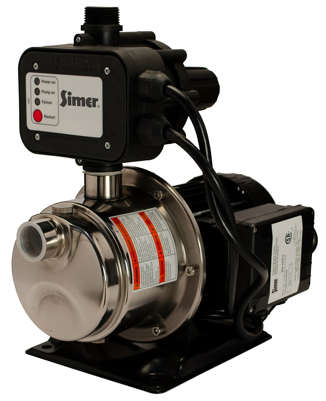 Simer 4075SS-01 Heavy-Duty Utility Pump, 7.2 A, 120 V, 3/4 hp, 1 in Outlet, 24 gpm, Stainless Steel