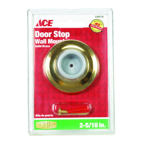 Ace 2-5/16 in. W Solid Brass Gold Wall Door Stop Mounts to door and wall 1/8 in.