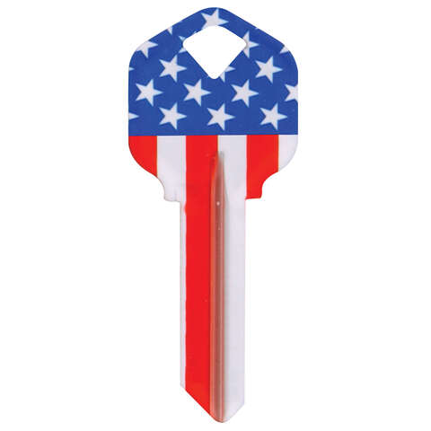 HILLMAN Wackey Stars & Stripes House/Office Universal Key Blank KW1 Single, Pack of 6