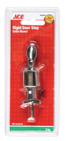 Ace 3 in. W Metal Satin Nickel Silver Rigid Door Stop w/Holder Mounts to door and wall 5/32 in., Pack of 5