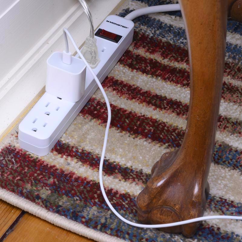 Monster Just Power It Up 2.5 ft. L 6 outlets Power Strip White