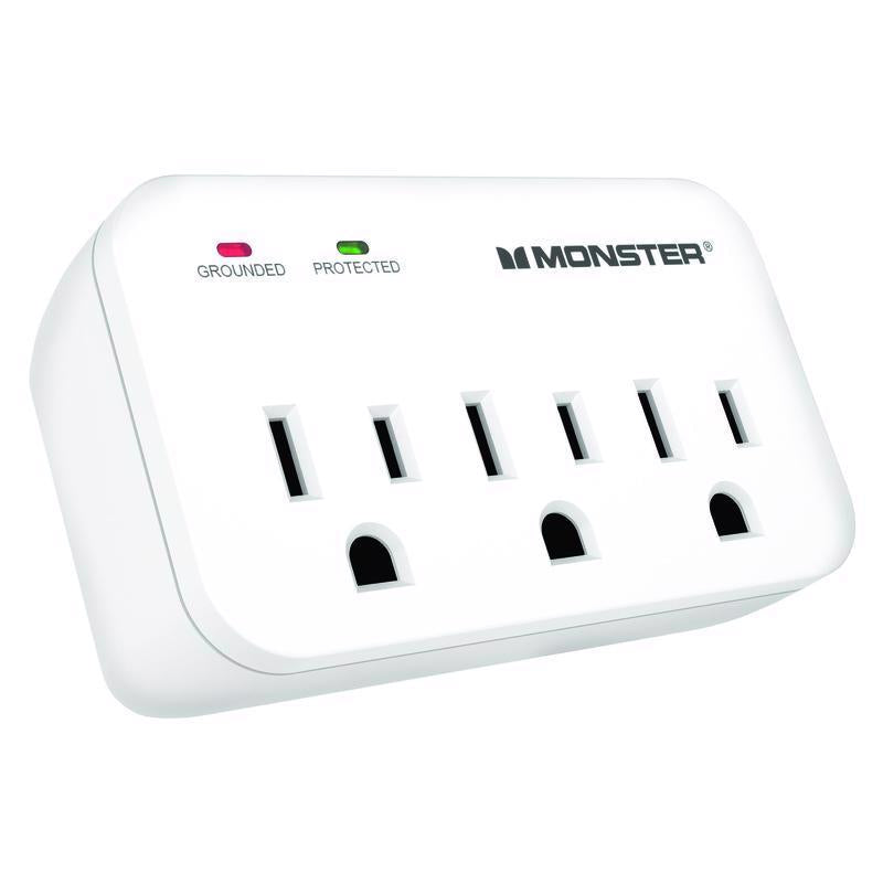 Monster Just Power It Up 0 ft. L 3 outlets Wall Tap Surge Protector White 1200 J