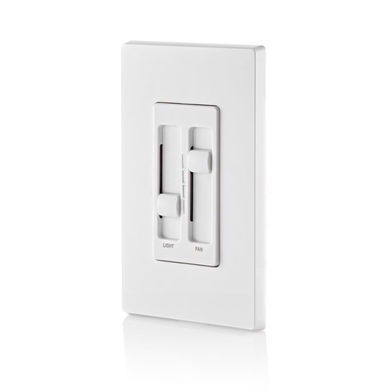 Leviton Decora SureSlide White Fan/LED Dimmer Slide Switch 1 pk