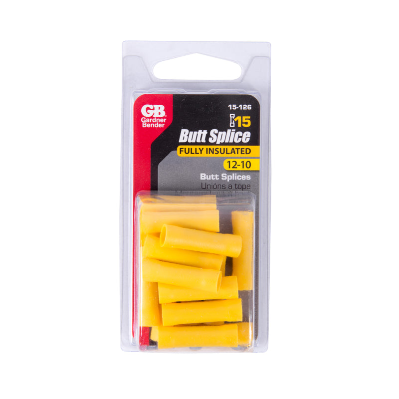 Gardner Bender 12-10 AWG Insulated Butt Splice Yellow 15 pk