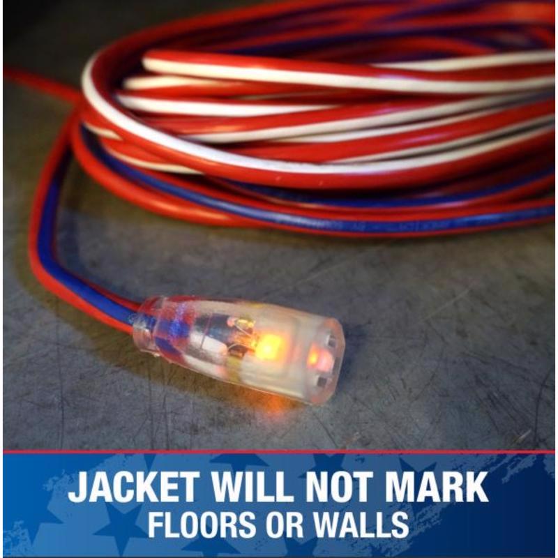 Southwire Wounded Warrior Project Indoor or Outdoor 25 ft. L Blue/Red/White Extension Cord 12/3 SJTW