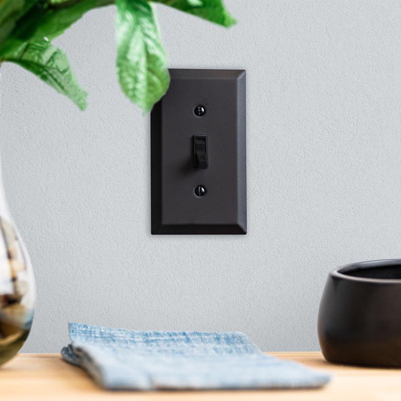 Amerelle Century Matte Black 1 gang Stamped Steel Duplex Wall Plate 1 pk