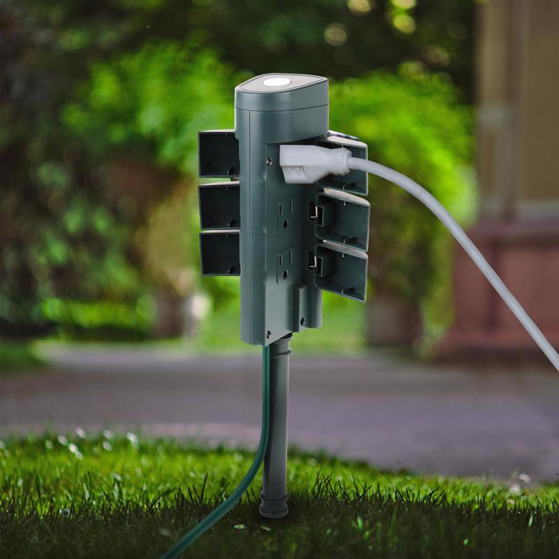 Feit Smart Home Outdoor 6 ft. L Green Smart-Enabled Outlet Stake 14/3
