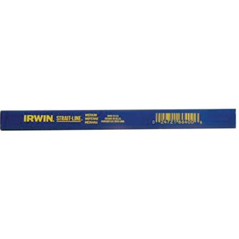 Irwin STRAIT-LINE 66300 Carpenter's Pencil, Blue, 7 in L, Wood Barrel, Blue Barrel, Pack of 12