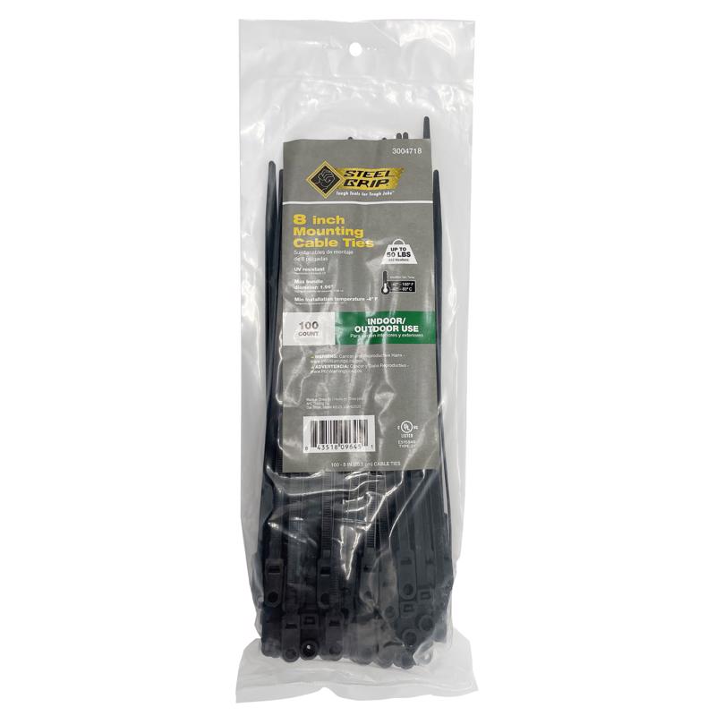 Steel Grip 8 in. L Black Cable Tie 100 pk
