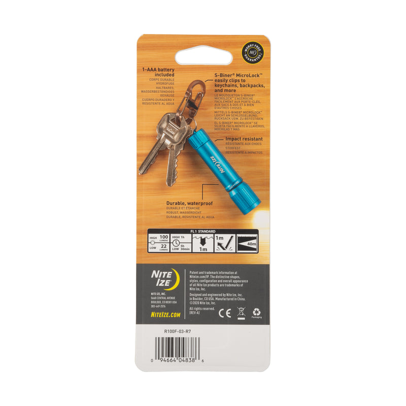Nite Ize 100 lm Blue LED Flashlight With Key Ring AAA Battery