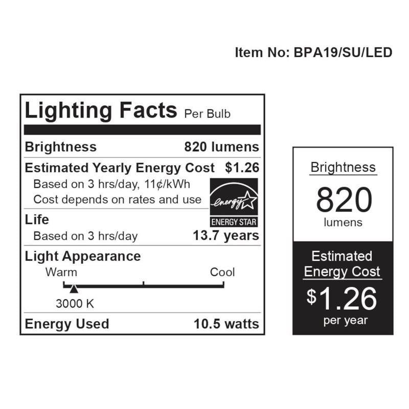 Feit A19 E26 (Medium) LED Bulb Warm White 60 Watt Equivalence 1 pk