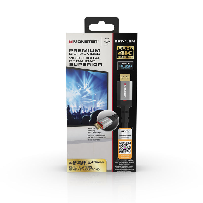 Monster Just Hook It Up 6 ft. L HDMI Cable With Ethernet 4K Ultra HD