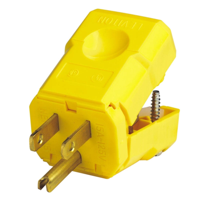 Leviton Python Industrial Nylon Ground/Straight Blade Plug 5-15P 18-10 AWG 2 Pole 3 Wire, Pack of 5