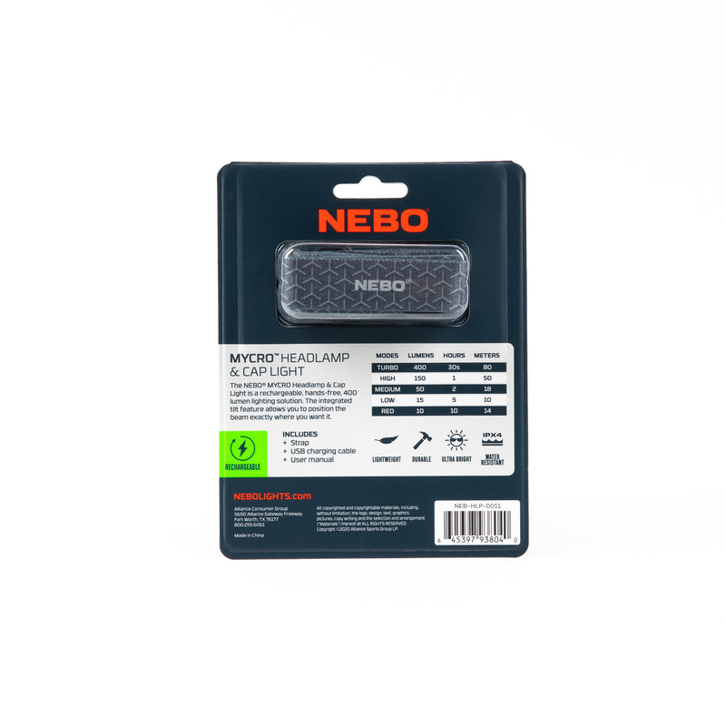 NEBO Mycro 400 lm Black LED Head Lamp