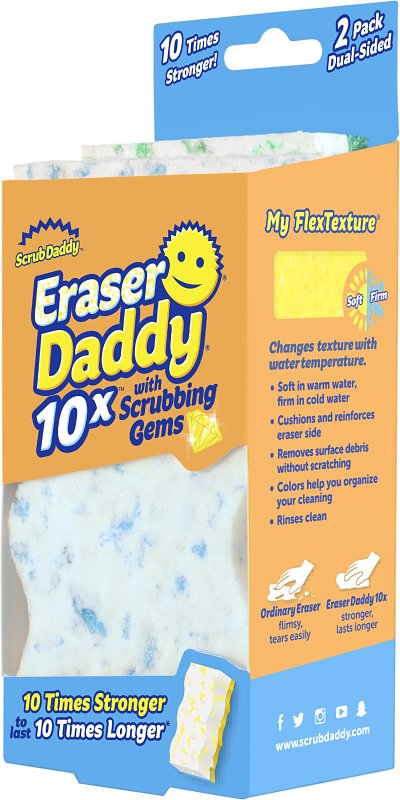 Scrub Daddy Eraser Daddy ED10x2ctx6 Eraser Sponge, Polymer, Assorted