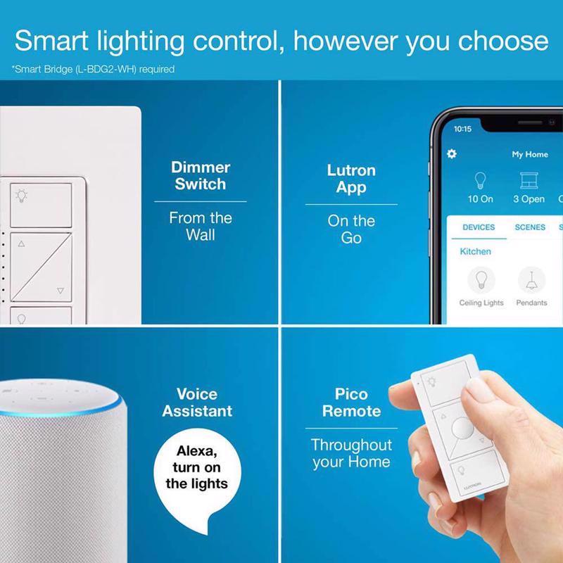 Lutron Caseta White 150 W 3-Way Smart-Enabled Dimmer Switch w/Remote Control 1 pk