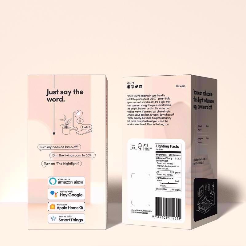 LIFX Smart Home A19 E26 (Medium) Smart-Enabled LED Bulb White 50 Watt Equivalence 1 pk