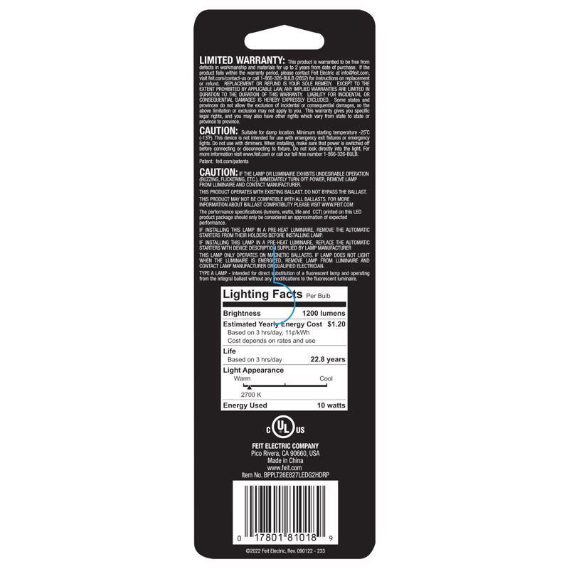 Feit PL GX24Q-3 4-Pin LED Bulb Cool White 26 Watt Equivalence 1 pk