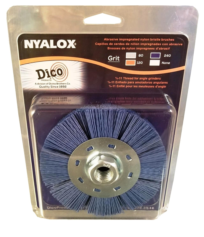 Dico 7200079 Wheel Brush, Nyalox Bristle, 4-1/2 in Dia, 5/8-11 Arbor/Shank