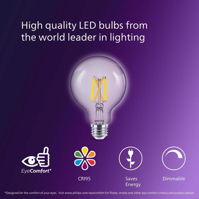 Philips G25 E26 (Medium) LED Bulb Soft White 60 Watt Equivalence 2 pk