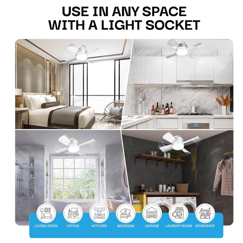 Bell & Howell 15 in. Matte White LED Indoor Socket Fanlight