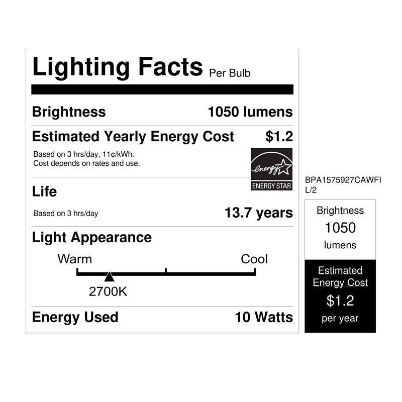 Feit White A15 E26 (Medium) Filament LED Bulb Soft White 75 Watt Equivalence 2 pk
