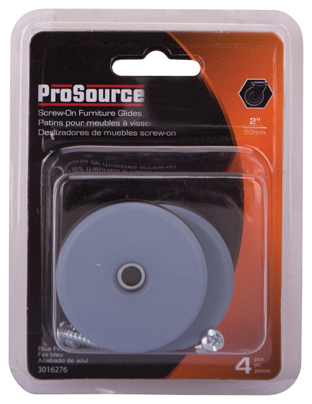 ProSource FE-S202-PS Furniture Glide, Plastic, Blue, Blue, 2 x 2 x 3/8 in Dimensions