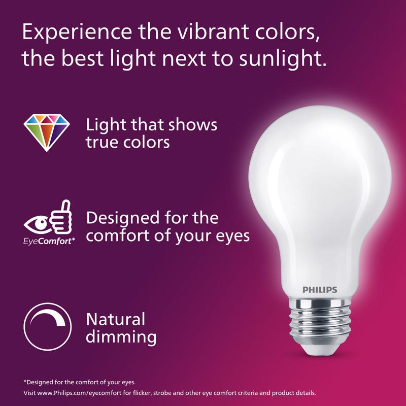 Philips A19 E26 (Medium) Filament LED Bulb Daylight 100 Watt Equivalence 2 pk
