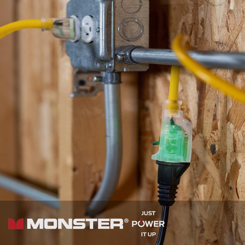 Monster Just Power It Up Outdoor 50 ft. L Yellow Extension Cord 12/3 SJTW