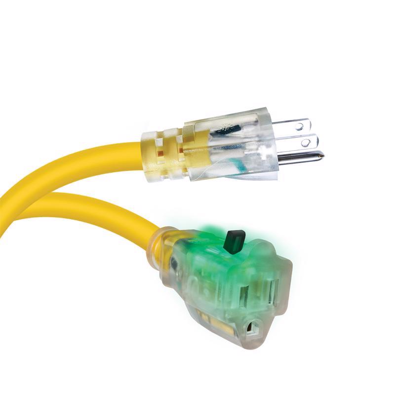 Monster Just Power It Up Outdoor 100 ft. L Yellow Extension Cord 12/3 SJTW