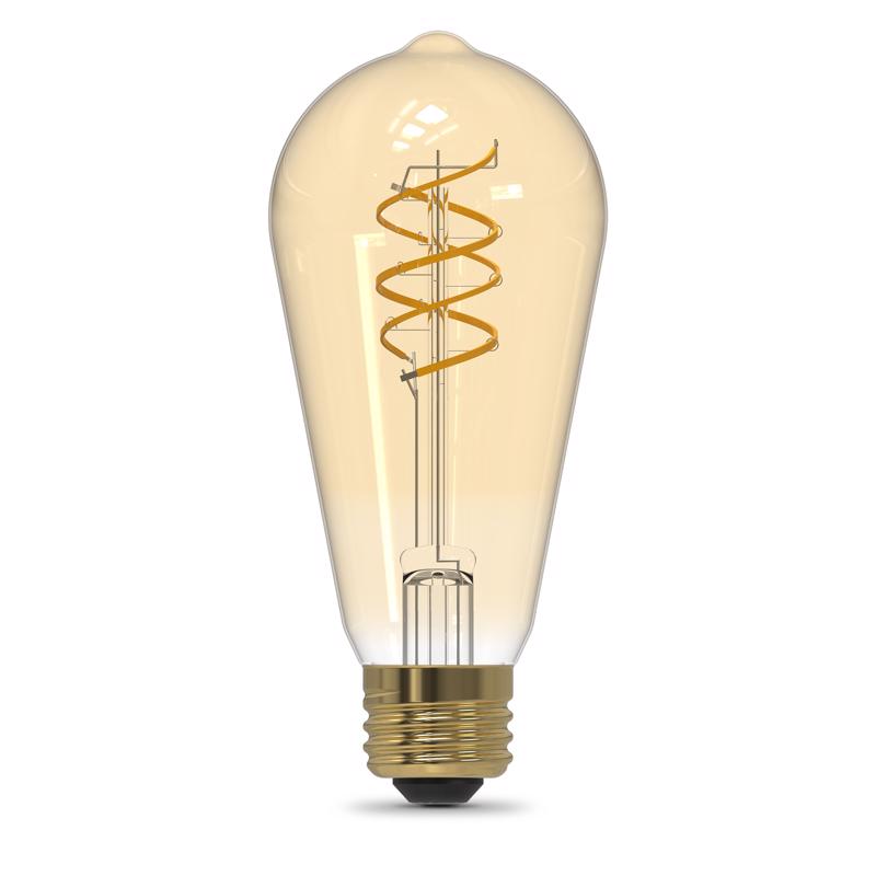 Feit ST19 E26 (Medium) Filament LED Bulb Amber 60 Watt Equivalence 2 pk