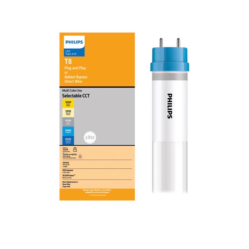 Philips LED Multi-CCT 24 in. G13 T8 Linear 17 Watt Equivalence 1 pk, Pack of 10