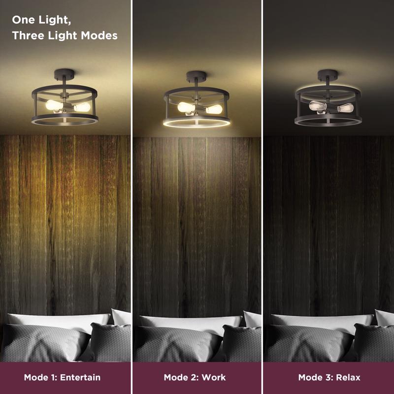 Feit 54 in. H X 15 in. W X 15 in. L Matte Black LED Ceiling Light Fixture