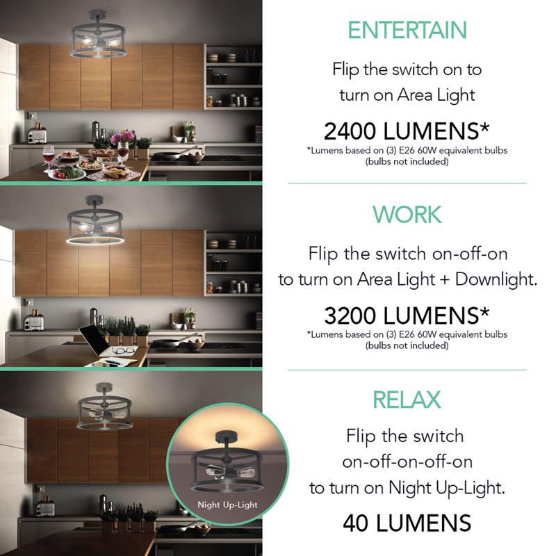 Feit 54 in. H X 15 in. W X 15 in. L Matte Black LED Ceiling Light Fixture