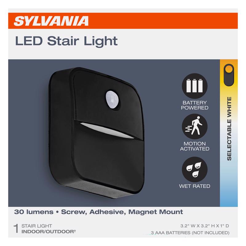 Sylvania Motion-Sensing Battery Powered LED Black Stair Light