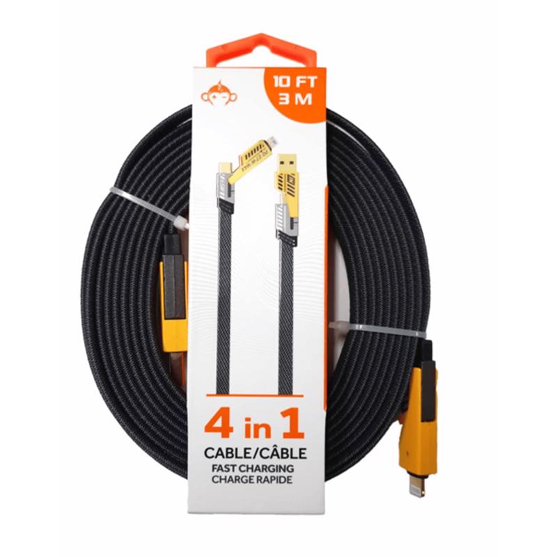 MonkeyZ 10ft. 4-in-1 Cable Charging Cable, Pack of 12