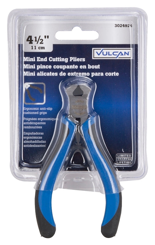 Vulcan JL-NP040 Plier Mini End Cut, 0.9 mm Cutting Capacity, Steel Jaw, 4-1/4 in OAL