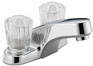 Peerless P240LF Series Bathroom Faucet, Standard Spout, Chrome Plated, 1 in Plate Size, 4 in, 1.2 gpm, 2-Faucet Handle