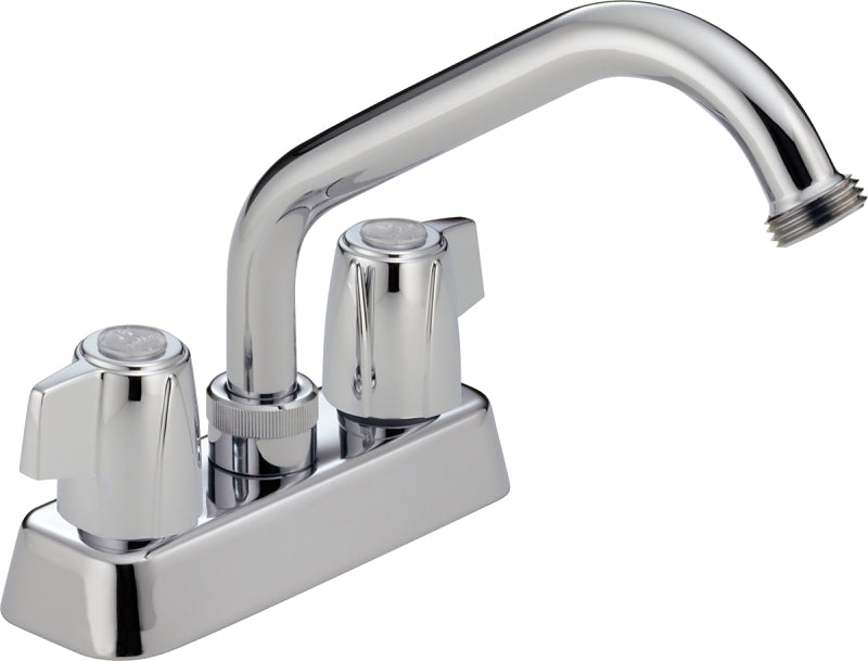 Peerless P299232 Laundry Faucet, 4 gpm, 2-Faucet Handle, Chrome-Plated, Deck Mounting, Knob Handle, ADA Compliant