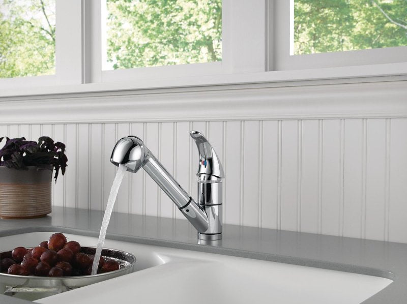 Peerless Tunbridge Series P18550LF Pull-Out Faucet, 1.8 gpm, 1-Faucet Handle, 3-Faucet Hole, Metal, Chrome Plated