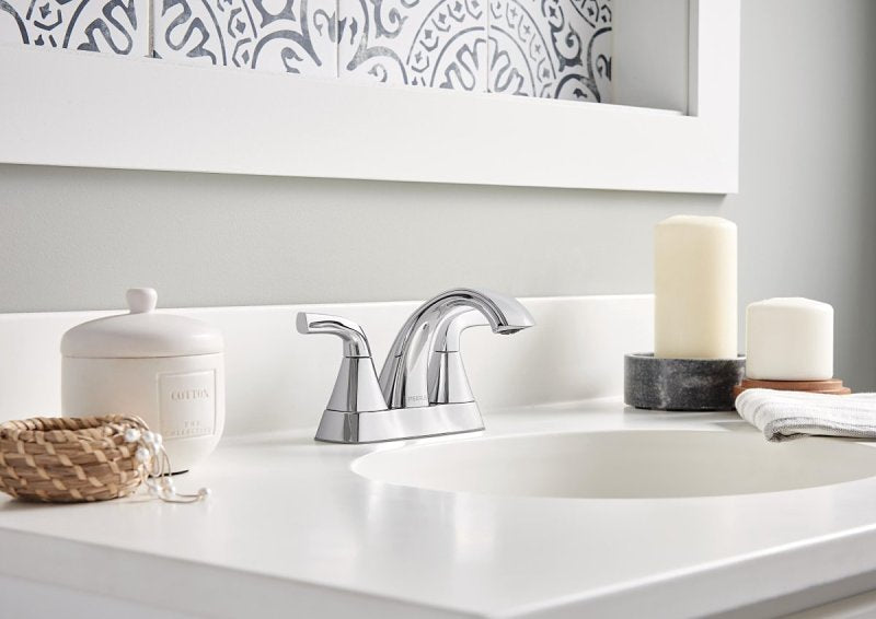 Peerless Parkwood Series P2535LF Centerset Lavatory Faucet, 1 gpm, 2-Faucet Handle, 3-Faucet Hole, Zinc, Chrome