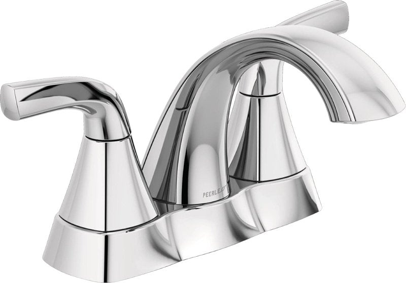 Peerless Parkwood Series P2535LF Centerset Lavatory Faucet, 1 gpm, 2-Faucet Handle, 3-Faucet Hole, Zinc, Chrome